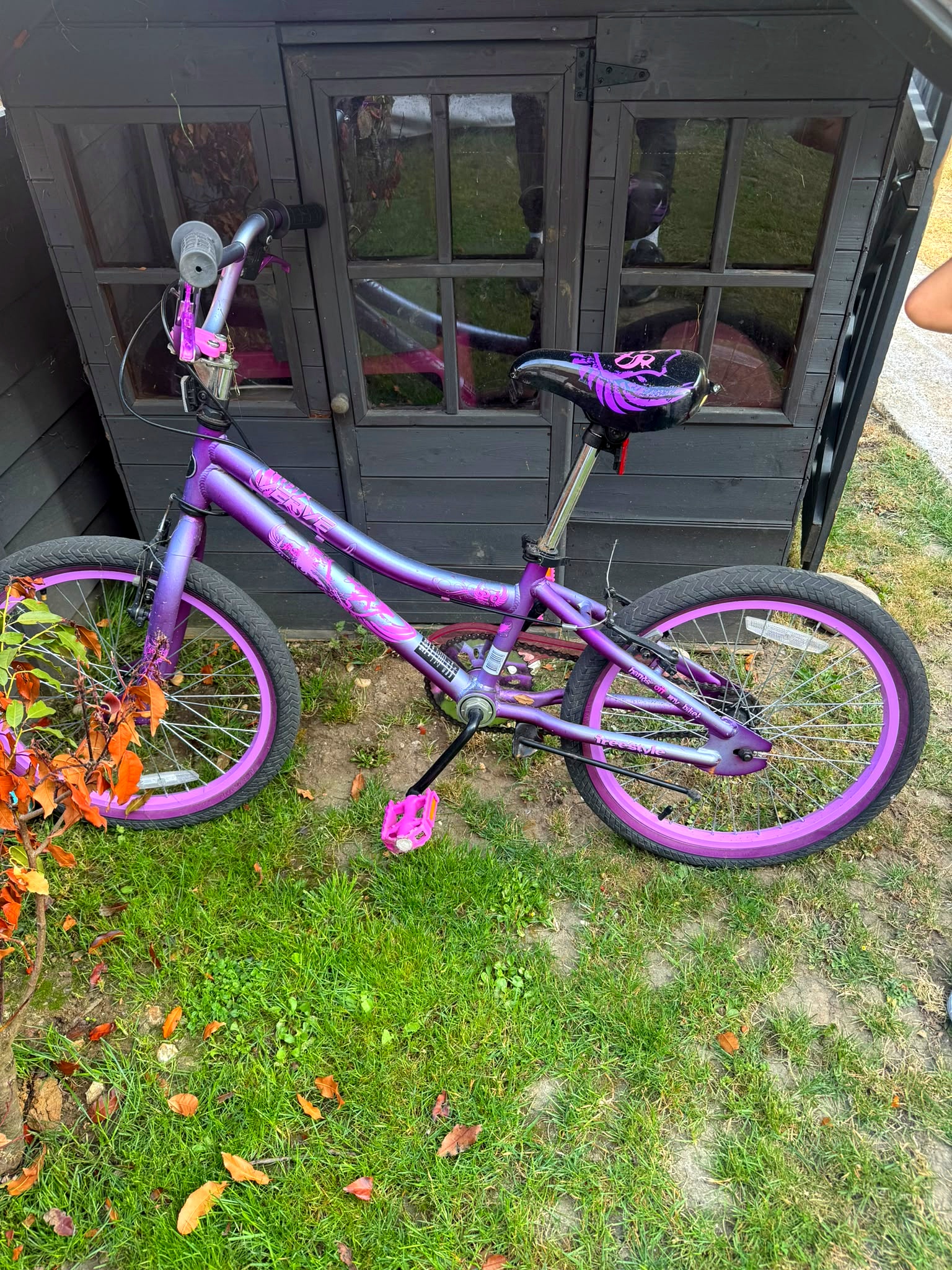 A purple mountain bike