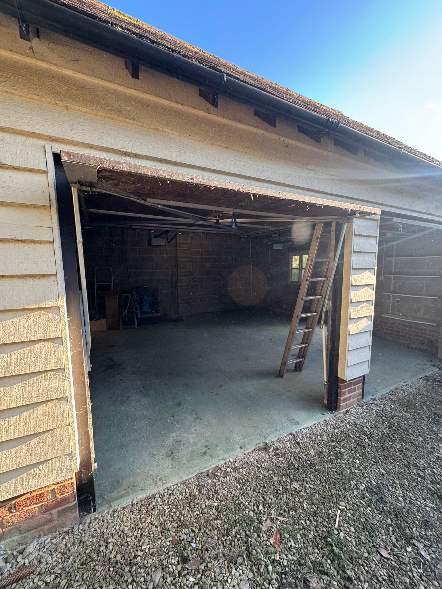 cleared out garage with ladder