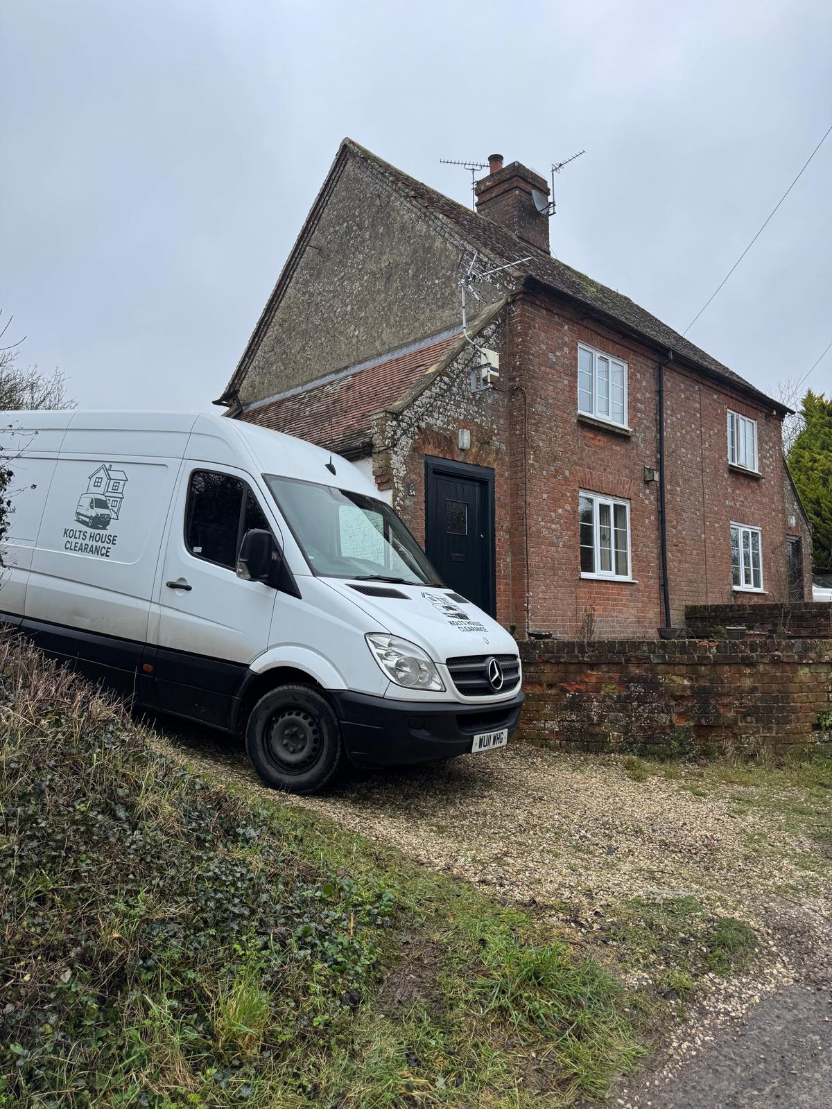 house clearance van arrives at property